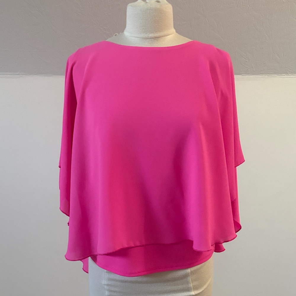 Peter Nygard Bright Pink Layered Chiffon Blouse